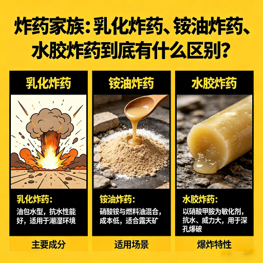 梁河炸药家族：乳化炸药、铵油炸药、水胶炸药到底有什么区别？